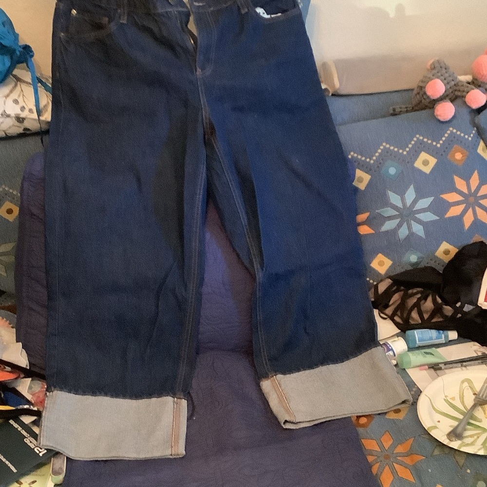 NWT Cuffed Dark Indigo Straight-Leg Jeans